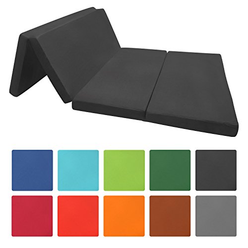 Beautissu® Klappmatratze Campix 120x195 cm - klappbares Notbett als Faltmatratze & Gäste-Matratze faltbar in Schwarz