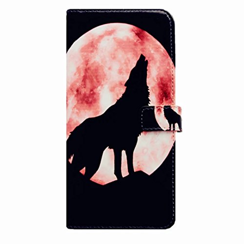 Samsung Galaxy A7 (2015) Hülle Handytasche, MUTOUREN 2 in 1 Zubehör für Samsung Galaxy A7 (2015) Slim PU Tasche Klapp Flip Folding Magnetisch PU Leder Flip Cover Tasche mit Kartensteckplatz Brieftasche Hinterschale Kartenschlitz + Metall Stift Stylus – Wolf - 3
