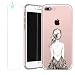 Produktbild iPhone 7 Plus Hülle Case mit Panzerglas Schutzfolie Folie, Bestsky iPhone 8 Hüllen Transparent Weiche Silikon Durchsichtig Schutzhülle mit Niedlich Muster für iPhone 7 Plus/8 Plus (5.5 Zoll), Feder Mädchen