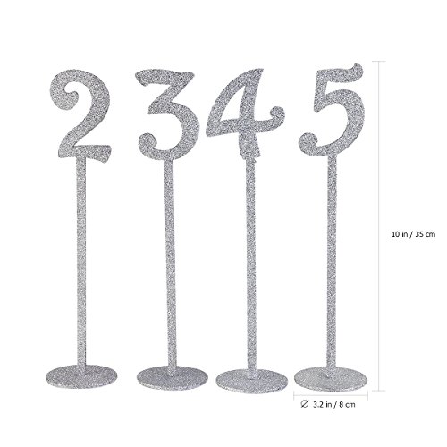 ROSENICE Holz Tabelle Karte Halter 1-10 Für Hochzeit mit Silber Glitter 1-20, 20pcs - 6