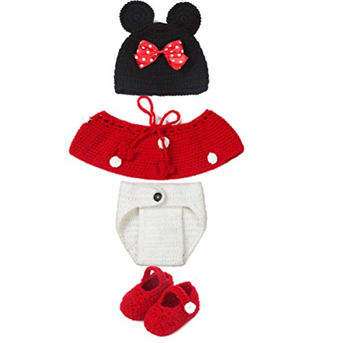 CoFashion Knit Crochet Baby Boy Girl Newborn-9 Months Photography Cartoon Clothes Photo Prop Outfits (Mickey mouse)