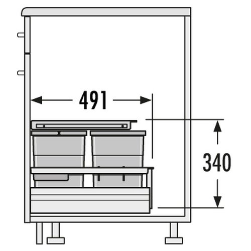 Hailo 3620611 Abfallsammler Separato-K XS inset 60.3/34 für Schränke von 600 mm Breite mit Frontauszug Abfallsammler, Plastik, Grau, 55.7 x 49.1 x 34 cm - 3