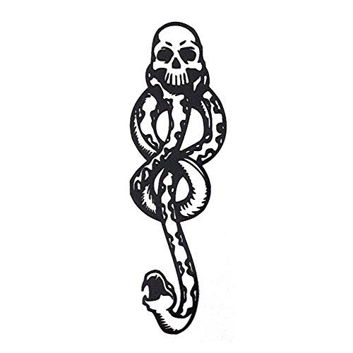 Cokohappy Temporary Tattoo ( set-of 2 ) , Black Mamba Death-Eaters Dark Mark Skull Cosplay Tattoo , Sexy Body-Art Long-Lasting for Men Women