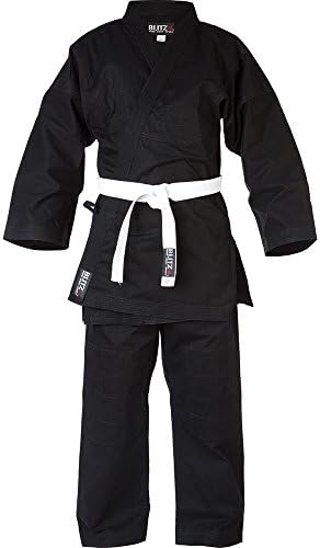 Blitz Adults Jujitsu Suit Gi Traditional Sparring Training Uniform - Black