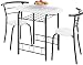 Produktbild ts-ideen 3er Set Essgruppe Esstisch Küchen-Tisch aus Alugestell + MDF in Schwarz und Weiß 75 x 80 cm für Esszimmer Küche