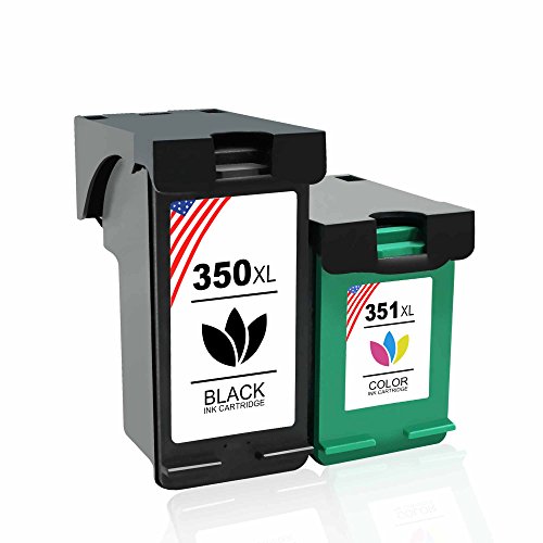 Toner Kingdom 2 Paquete Compatible HP 350XL 351XL 350 351 Cartuchos de tinta Por Photosmart C4480 C4580 C4380 C4348 C4270 C4272 C4275 C4483 C5273 C5275 C5280 C5283 C5200 C4585 C4500 C4485 C4210 C4400 C4280 C4283 C4345 C5250 C5293 Deskjet D4200 D4263 D4360 Officejet J6450 J5785 J6415 Impresora Alto rendimiento  1 Negro   1 Color 