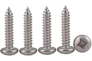 Drenky 100 szt. wkrętów do drewna 4x12 mm z łbem walcowym ze stali nierdzewnej A2 z rowkiem krzyżowym i pełnym gwintem wkręty do płyt wiórowych z łbem walcowym wkręty samogwintujące wkręty uniwersalne