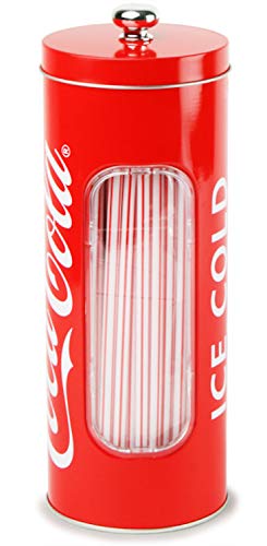 Coca Cola Retro Straw Dispenser with 50 Straws