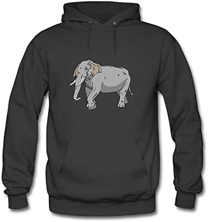 Unisex Hooded Sweatshirt Elephant Illustration Printed Outwear Pullover Coat L