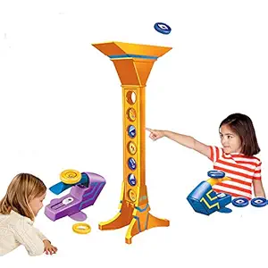 Kiddale Board & Table Game for Kids(Coin Launcher with Tall Tower, Launching Pads and Colorful Circular projectiles) -Yellow