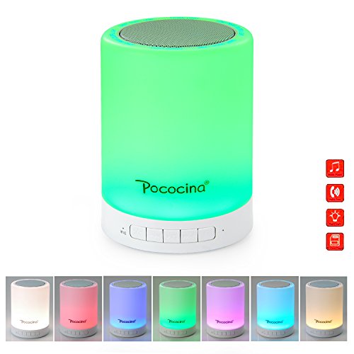 Preisvergleich Produktbild [Neue Version] Pococina LED Bluetooth Speaker Lautsprecher, Tragbares Touch Dimmbares Nachtlicht mit Wireless Lautsprecher für Handy & Tablet Bluetooth, TF & AUX unterstützt, ideal für Kinder, Schlafzimmer, Badezimmer usw.
