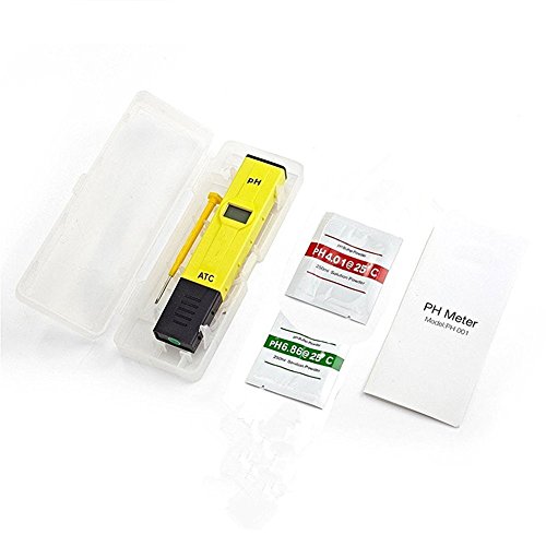 Digital pH Meter Messgerät Bontec Pocket pH Wert Wasser Messgerät Messer Tester Meter Prüfer 0-14 für Aquarium Schwimmbad Haushalt Labor, Gelb - 5