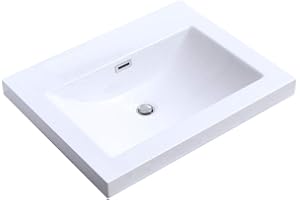 DB DUROVIN BATHROOMS Durovin Bathrooms Luxurious Stone Resin Bathroom Basin - Self Rimming Drop in Sink - Semi Recessed - One Tap Hole with Overflow (600 x 480mm)