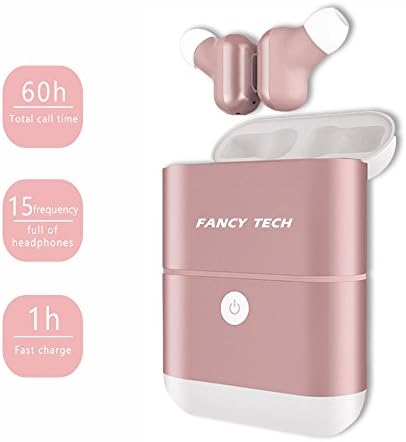 FancyTech Mini Separate Ears Wireless Earbuds, Cordless in-Ear Bluetooth headphones Built In Mic, Ear Phone Stereo Headset with Charging Dock-Pink