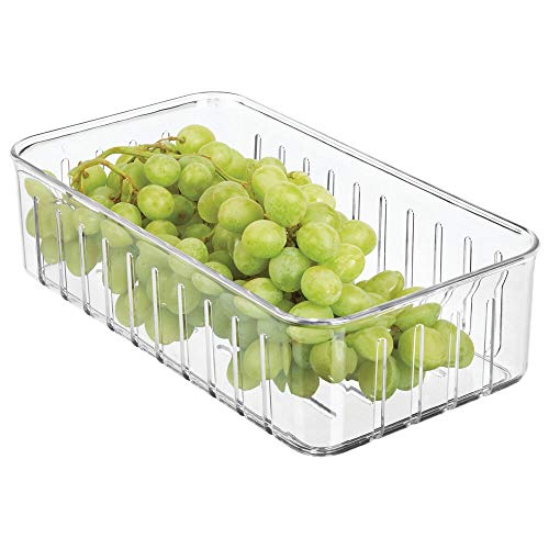 M-Design mDesign Organizador de Nevera pequeño - Práctico Organizador de despensa sin Tapa - Cajas plásticas organizadoras para Alimentos con Ranuras Laterales de ventilación - Transparente