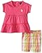 U.S. Polo Assn. Baby-Girls Infant Tiered Ruffle Tee Cuff Bermuda Plaid S, Pink Kite, 18 Months Color: Pink Kite Size: 18 Months Infant, Baby, Child