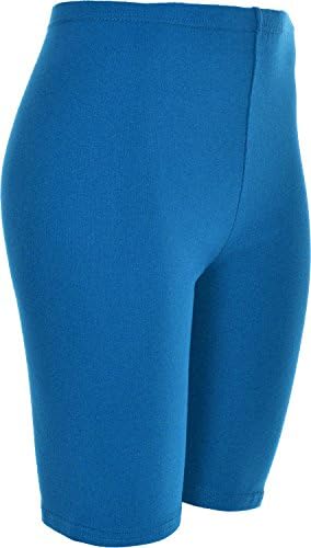 Womens Cycling Shorts Running Yoga Short Leggings Above The Knee Cotton Fabric (Large/X-Large (18-20), Turquoise)