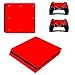 Produktbild Morbuy PS4 Slim Skin Design Folie Aufkleber Sticker schützende Haut Schale für Sony Playstation 4 Slim Konsole und 2 Dualshock Controller (Only Red)