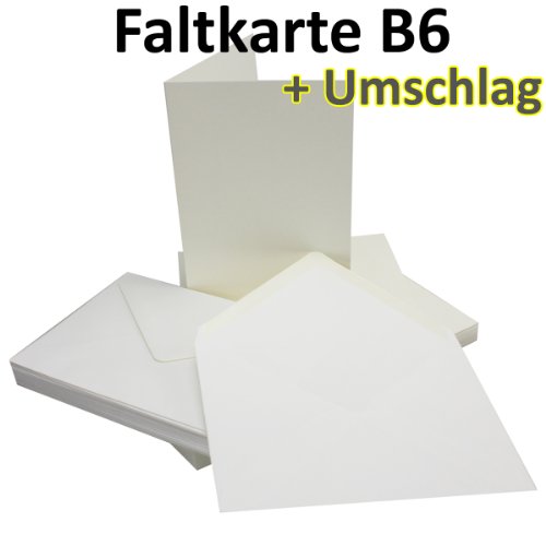 50 Sets – Faltkarten NATUR-WEISS – DIN B6 + Umschläge – PREMIUM QUALITÄT – sehr formstabil – Qualitätsmarke: NEUSER FarbenFroh - 2