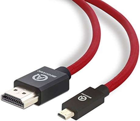 IBEQUANIC Micro HDMI Cable 1M - Gold-Plated Connectors - High Speed-definition video (up to 4K Resolution) - Type D to Type A - Supports 3D, Ethernet and Audio Return - 3 Ft Red