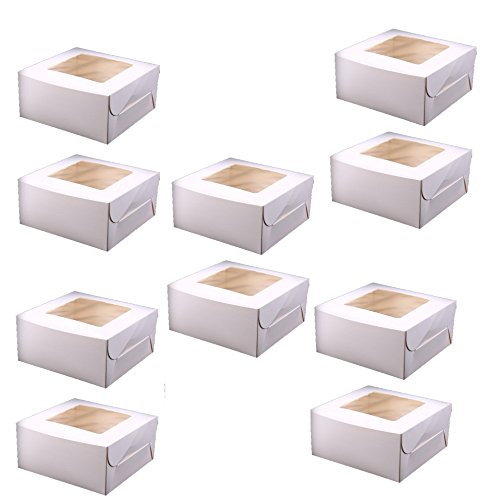 Cupcake Boxes, goodchanceuk 100 Karton mit Fenster & Einsätze für 4 Cupcakes Muffin Löcher Papier Fall Weiß