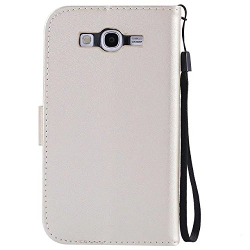 Samsung Galaxy Grand Neo Plus I9060 Hülle Golden im Retro Wallet Design,Cozy Hut Samsung Galaxy Grand Neo Plus I9060 Hülle Leadertasche Premium Lederhülle Flip Case im Bookstyle Folio Cover Kartenfächer Magnetverschluss und Standfunktion Leder Schale Etui für Samsung Galaxy Grand Neo Plus I9060 / I9082 5.0 Zoll Handytasche Schutzhülle Katzen und Bäume Muster – golden - 2