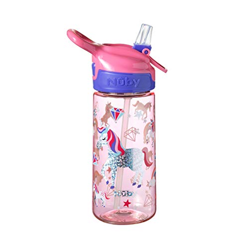 Nuby - Borraccia per bambini per la scuola, senza bisfenolo A, unicorno