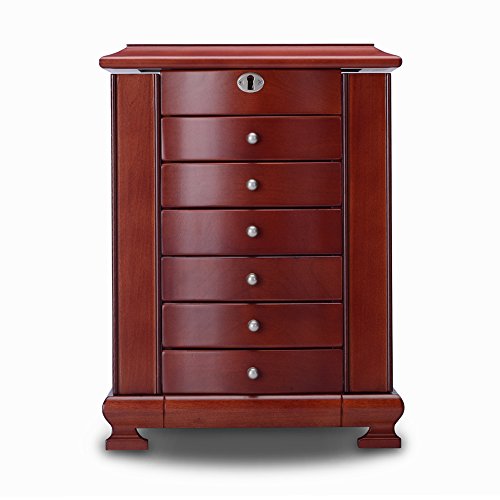 HERITAGE Schmuckkästen abschließbareHolz Schmuckkiste mit Schubladen, Kirsch Schmuckschatulle Speicherorganisator - 3