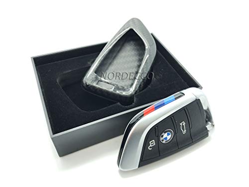 Nordecco - Funda Protectora de Fibra de Carbono para Llave Inteligente de 3/4 Botones para BMW X1/4 M5 G05 X5 X7 F16 F39 F45 2 G01/02 Series