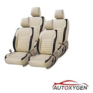 AUTOXYGEN Car leatherite seat cover (1001) Beige And Black For Hyundai i20