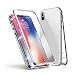 Produktbild Jonwelsy Huawei P20 Pro Hülle, Metallrahmen Magnetische Adsorption Handyhülle mit eingebautem Magnetklappdeckel, Ultra Dünn Gehärtetes Glas Transparente Back Cover für Huawei P20 Pro (White)