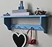 Shakers shelf 5 pegs Provencal blue shabby chic distressed finish, ideal nursery shelving
