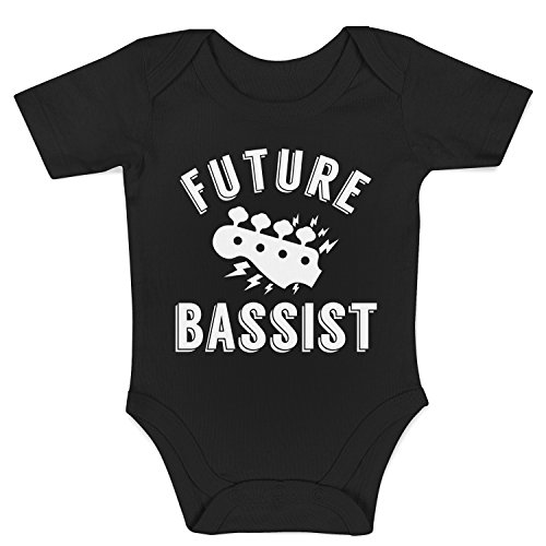 LaMAGLIERIA Baby Body Future Bassist - Body Punk Rock 100% Cotone Neonato, 3-6 Mesi, Nero