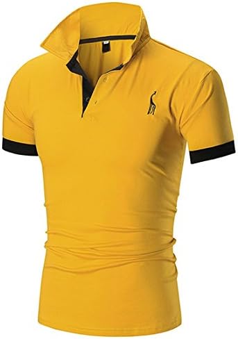 Mens T Shirts,Mens Shirts Short Sleeve,Mens Shirts,Mens Tops,Mens Shirts Casual,Mens Tops Summer,Men Shirt New Look,Moonuy Men Fawn Casual Business Pullover (L, Yellow)