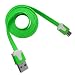 Produktbild PrimaCase - Grün 3 Meter Flachkabel - USB 2.0 Highspeed Datenkabel & Ladekabel für alle Micro-USB Geräte (Samsung Galaxy S 2, 3, 4, HTC One, S, V, X, XL, Plus, Sony Xperia U, E, V, J, usw.)