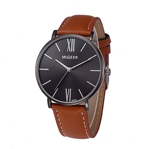 Mens Quartz Watch lassic Analog Business Casual Number Wristwatch Watches with Round Dial Stainless Steel Case Leather Band la8