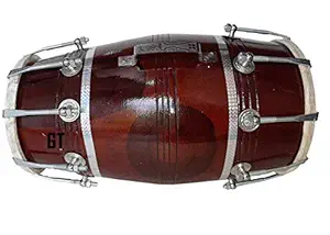 GT manufacturers Wood Dholak Musical Instrument Drum Nuts N Bolt Dholak-Brown