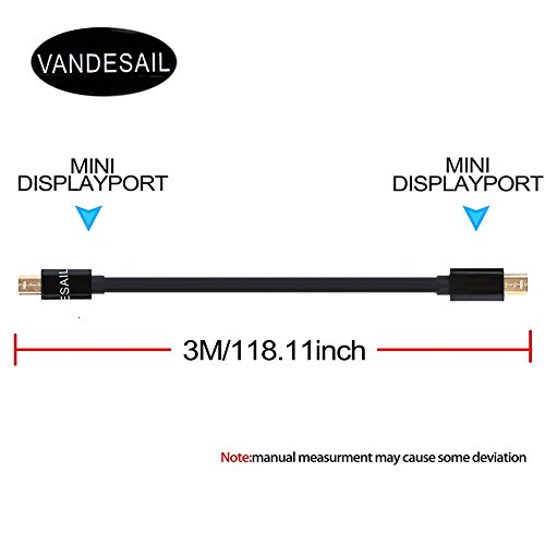 DisplayPort Kabel, VANDESAIL® Mini DisplayPort auf Mini Display Kabel mit 24K vergoldete Kontakte für PC & Apple / Mac, MacBook Pro, MacBook Air (10ft/3m, Mini dp to Mini dp) - 2