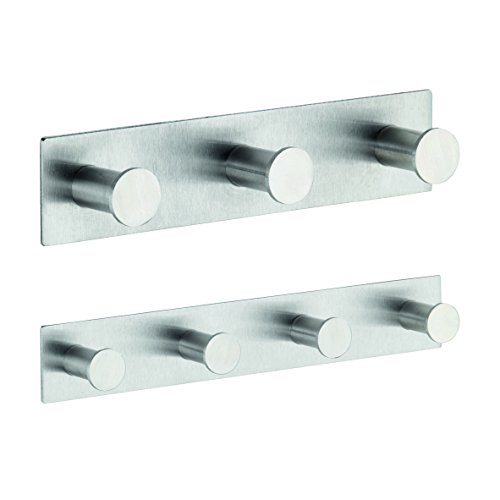 WENKO 4466590100 Hakenleiste Celano Quadro – 4 Haken, selbstklebend, Edelstahl rostfrei, 25.5 x 4 x 3.3 cm, Matt - 7