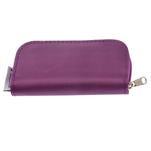Foxnovo tragbar Case Schutzbox Schutztasche Kartentasche Tasche mit Reißverschluss für 22 SD SDHC MMC CF Micro SD Memory Card Speicherkarten (Viollet) - 3