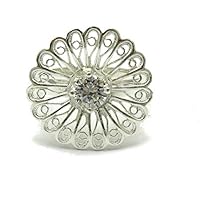 Sterling silber filigran Ring mit CZ 925 Empress Größe 46 - 69