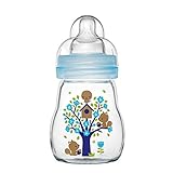 Weite Öffnung - Mit ihrer ergonomischen Form ist die MAM Glasflasche leicht zu halten und steht sicher. Die weite Öffnung macht das Reinigen und Befüllen einfach.