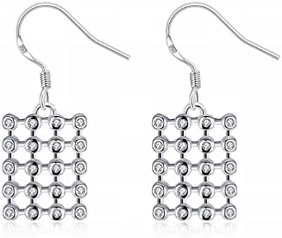 JJHVUGI Square-shaped Diamond Earrings Jewelry Ladies / Stainless Steel / Anti-allergic / Silver Flashing / Diamonds / White Crystal,Silver