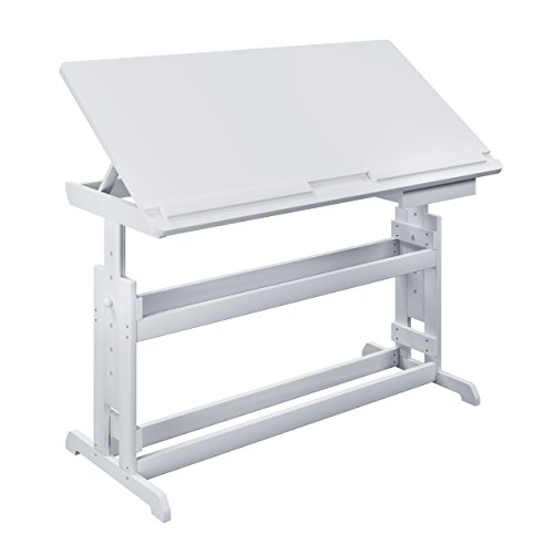 Preisvergleich Produktbild VCM Schreibtisch Kinderschreibtisch Weiß Höhenverstellbar neigbar Jugend