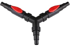 Aquaristikwelt24 AquaOne CST-02F Raccord de tuyau en Y 25/32/38 mm avec 2 robinets d'arrêt, raccord réducteur de tuyau