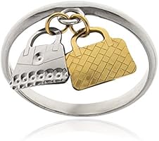 Gioiello Italiano - 14kt white and yellow gold ring with charms