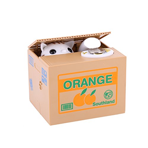 Elektrische Münzbehälter Elektrische Katze Spielzeug Interessante Geschenk für Kinder (Orange Katze) - 6