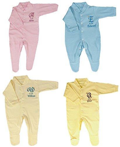 Personalised Baby Grow, Sleep Suit, Blue, Pink, Yellow, Birthday Gift, Christmas Gift, New Baby Gift, Boys Baby Grow, Girls Baby Grow, Babies Clothing. (0-3 months, Blue)