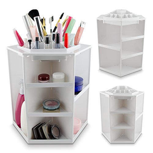 VENKON – Make Up Organizer Sortierkasten für Aufbewahrung von Kosmetik – 360 Grad drehbar – weiß - 5