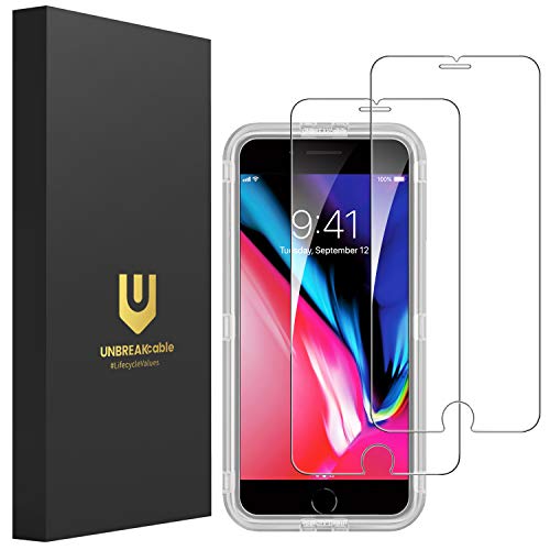UNBREAKcable [2-Pezzi] Pellicola Vetro Temperato iPhone 8/7/6S/6 - HD 9H Durezza, Vetro Temprato Premium Doppia Difesa Serie per iPhone 8/7/6S/6 - [Anti-graffio, Anti-Impronta, Senza Bolle]